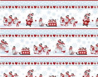 QUILT FABRICS, Sled Ride STRIPE, 49240401, 01, 100% cotton, quilt cotton - Pinguin Party of Camelot Fabrics