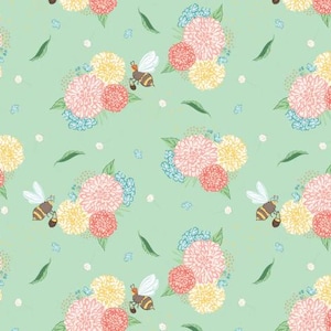 Fabric cotton Bee Errands, Light Green, 37230201, 03, QUILT FABRICS, 100% cotton, quilt cotton - Quilting Bees of Camelot Fabrics