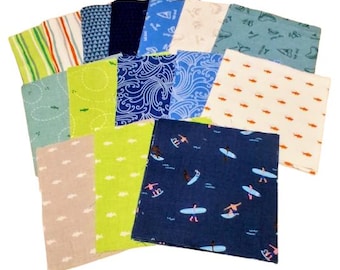 RILEY BLAKE, 42 squares 5 inchs, Riptide, cotton quilt, cotton designer