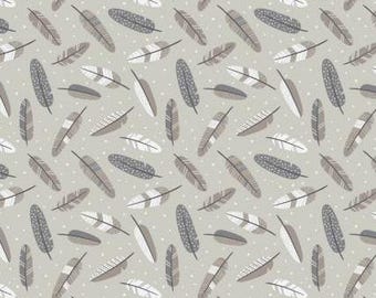Fabric cotton, AZTEC WOODLAND FEATHERS, Light Taupe, 89230209, 05, Quilt Fabrics, 100% cotton - Woodland Wonder of Camelot Fabrics