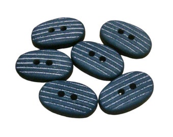 13mm X 20mm, 6-30 buttons BLUE, stripe white, BTN 204