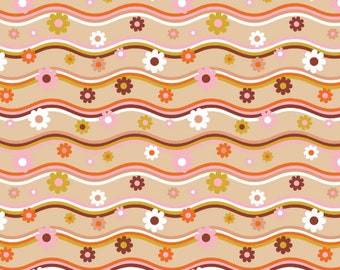 CAMELOT FABRICS, Floral Wave Stripe, 50211304-01, On The Road, 100% cotton, quilt cotton