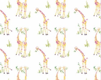 CAMELOT FABRICS, Sweet Giraffes, yellow, white, 100% cotton - The Girls de Camelot Fabrics