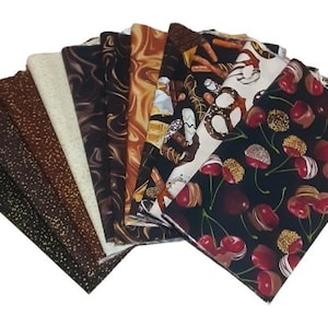 END of COLLECTION, CHOCOLATE, Caramilk, Pretzel, Cherries - Chocolicious de Benartex Fabrics