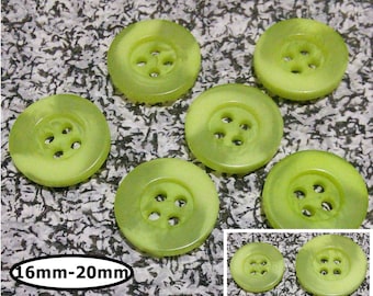 6 Buttons, 16mm or 20mm, SHADE LIME, button vintage, BTN 68B