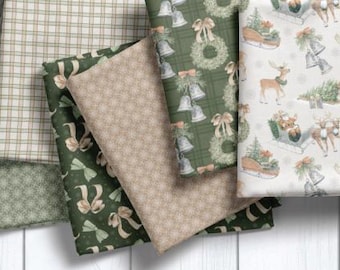 QUILT FABRICS, 42 squares 5 inchs, 100% cotton, quilt cotton - Home for the Holidays of Camelot Fabrics