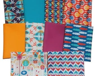 10 fats quarters, 18X22'' (45 x 55cm), 100% Cotton - Bird of Paradise de Camelot Fabrics