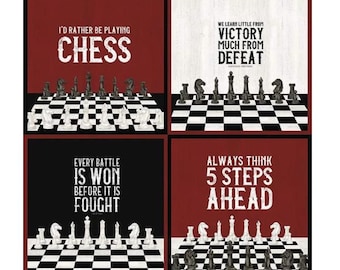 QUILT FABRIC Panel, 36"X44", Id rather be playing chess - Riley Blake Designs