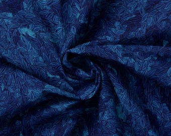Fabric cotton Leaves, Navy, 21240102, 02, QUILT FABRICS, 100% cotton, quilt cotton - Rhapsody of Camelot Fabrics