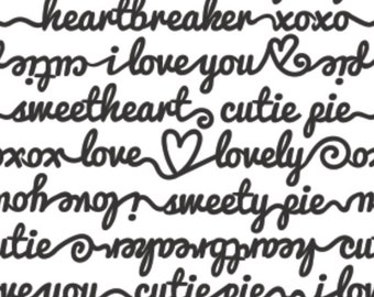 SALE, CAMELOT Fabrics, White and black writing, XOXO, 21190704, col 01, Camelot Fabrics, cotton, cotton quilt, cotton designer