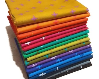 BATIK, Pack of 17, 100% cotton, Various colors - Pulsar Batik d'Andover Fabrics