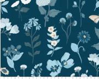 Fabric cotton, Stems, Dark Blue, 58230502-02, QUILT FABRICS, 100% cotton, quilt cotton - Midnight In Bloom of Camelot Fabrics