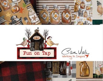 QUILT FABRICS, 42 squares 5 inchs, 100% cotton, quilt cotton - Fun on Tap of Camelot Fabrics