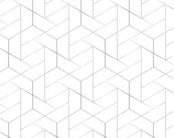 CAMELOT FABRICS, TRIANGULATED, white / silver, 2145004, Mixology, cotton, cotton quilt, cotton designer