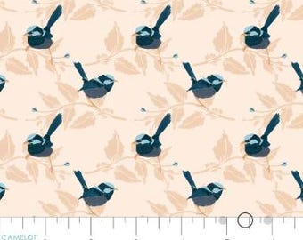 Fabric cotton, Bird Perched, Beige Pink, 58230503-01, QUILT FABRICS, 100% cotton, quilt cotton - Midnight In Bloom of Camelot Fabrics