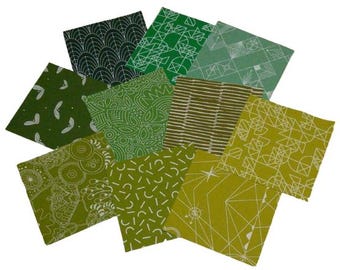 SALE, 42 squares 5 inchs, GREEN, cotton quilt, cotton designer - Century d'Andover Fabrics