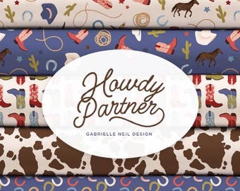 QUILT FABRICS, 17 prints, RODEO, 100% cotton - Howdy Partner de Camelot Fabrics