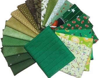 Pack of 20, GREEN, 100% cotton, quality quilting, cotton designer