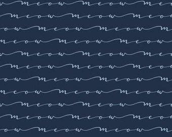 Fabric cotton, MEOW, Indigo, 21170103, 03, QUILT FABRICS, 100% cotton, quilt cotton - Litter Ary Cats of Camelot Fabrics