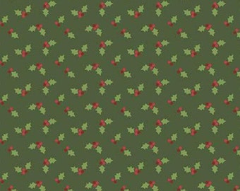 RILEY BLAKE, Holly Holiday, Riley Blake Designs, Christmas fabric 100% cotton mistletoe, #10886 HUNTER