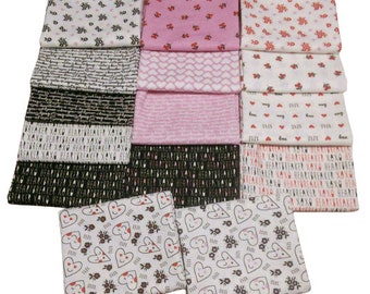 SALE, QUILT Fabrics, 15 prints, Heart, 100% coton - XOXO de Camelot Fabrics