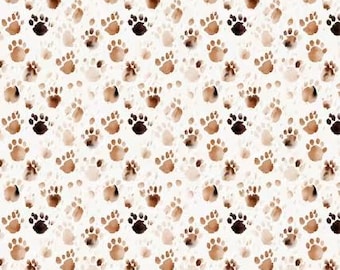 Camelot Fabrics PAWS PRINTS, Paw and Whisker, 100% Cotton Quilt Fabric, 21250606-01
