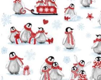 QUILT FABRICS, SNOW Day, 49240403, 01, 100% cotton, quilt cotton - Pinguin Party of Camelot Fabrics