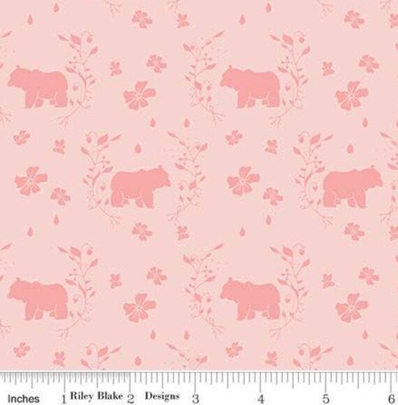 Riley Blake Designs Strawberry Honey C10243 Pink Bear Cotton Fabric