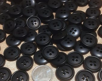 12 Buttons, 15mm, BLACK, 4 holes
