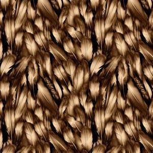 May include: A seamless pattern of brown feathers, creating a textured background.