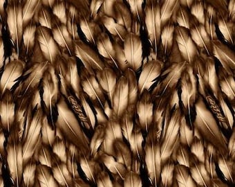 Fabric cotton Feathers, Brown, 21231201, 02, QUILT FABRICS, 100% cotton, quilt cotton - Strokes of the Wild of Camelot Fabrics