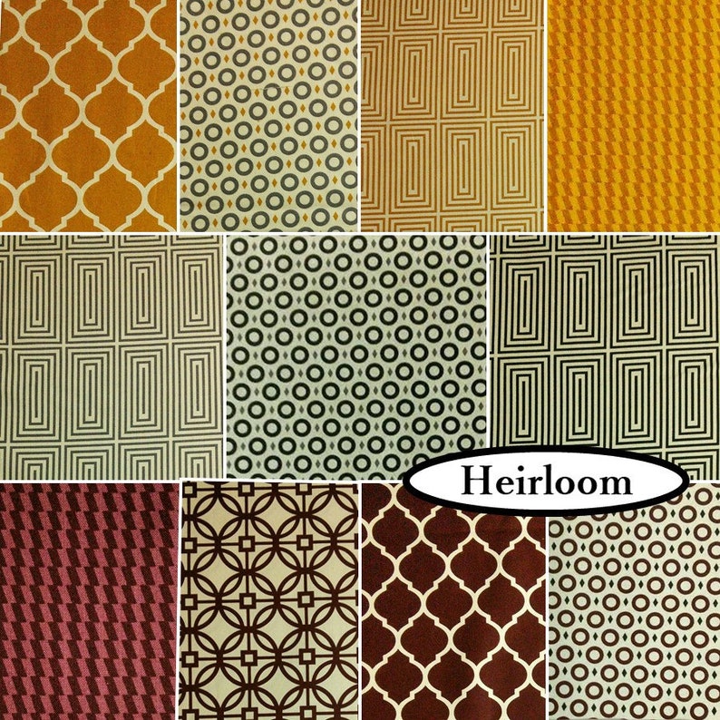 1 of each or 11 X 12 yard cotton 11 FQ Camelot Fabrics or 11 X 14 yard Heirloom