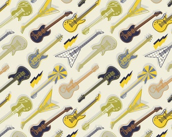 QUILT FABRICS, Rock Star, Guitar, music, Rock'n Roll, 100% Cotton - Rock On de Camelot Fabrics