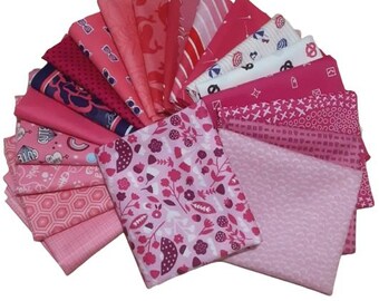 PINK, Pack of 20, 100% cotton, Various patterns, quality quilting, cotton designer