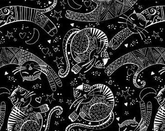 Fabric cotton, CATS, Mysti-Cats, black, 68230201-02, QUILT Fabrics, 100% cotton, quilt cotton - Mysticat of Camelot Fabrics