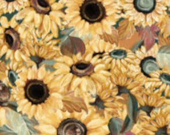 Fabric cotton Sunflowers, 49230201-01, QUILT FABRICS, 100% cotton, quilt cotton - Happy Fallidays Collection of Camelot Fabrics