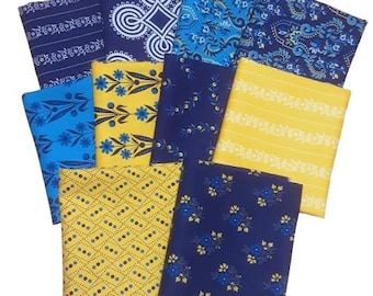 BENARTEX FABRICS, Flower blue and yellow, Somerset