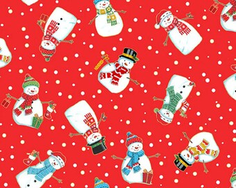 END of BOLT, Merry Christmas, SNOWMEN, 2483, cotton, cotton quilt, cotton designer - Merry Christmas d'Andover Fabrics