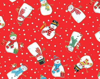 QUILT FABRIC, Merry Christmas, SNOWMEN, 2483, cotton, cotton quilt, cotton designer - Merry Christmas d'Andover Fabrics