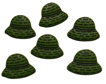 15mm, 6 Buttons Hat Green, Vintage, 1980s, GR04