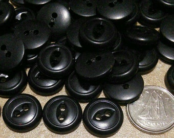 14mm, 12-50-200 Buttons BLACK, vintage button, BTN 28B