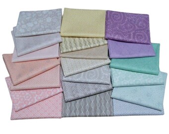 CAMELOT FABRICS, PASTEL, Pack of 20, 100% cotton, Various patterns, quality quilting, cotton designer
