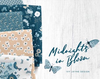 COTTON SQUARE, 100% cotton, quilt cotton - Midnight In Bloom of Camelot Fabrics