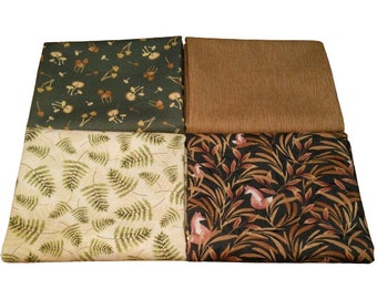 QUILT FABRIC, 4 prints, Fox, Into the Woods, 100% coton - Timeless Treasures