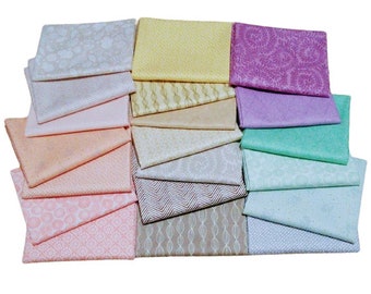 CAMELOT FABRICS, PASTEL, Pack of 20, 100% cotton, Various patterns, quality quilting, cotton designer