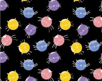 Fabric cotton, CAT DOTS, black, 68230203-02, QUILT Fabrics, 100% cotton, quilt cotton - Mysticat of Camelot Fabrics