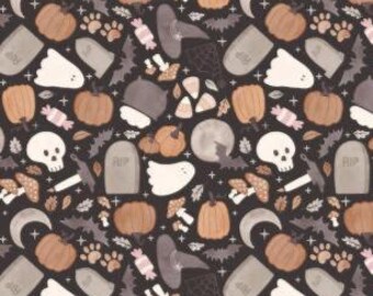 Fabric cotton, SOFT HALLOWS EVE, 66250202, 02, Quilt Fabrics, 100% cotton, quilt cotton - Pumpkin and Paws of Camelot Fabrics