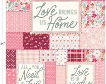 QUILT FABRIC Panel, 36"X44", Patchwork, 66240209P, 100% coton - Blooming Hearts de Camelot Fabrics