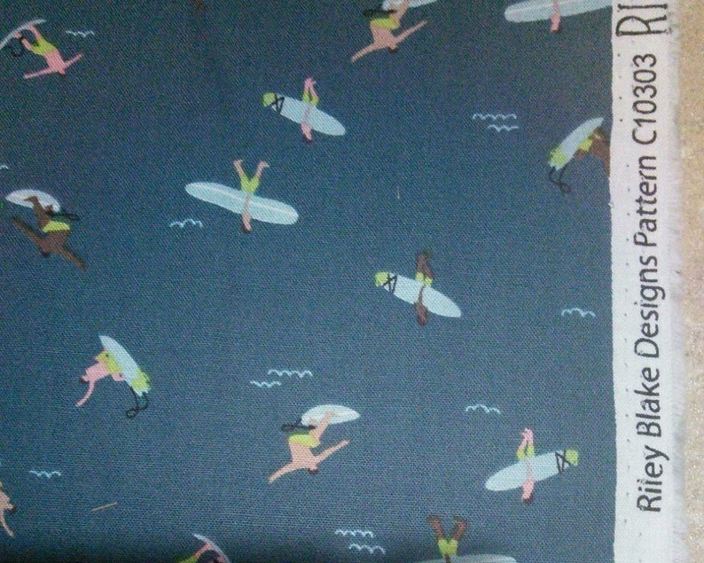 RILEY BLAKE, Surfers, Surboards, Teal, Riptide, 10303, cotton quilt, cotton designer image 3