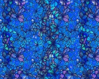 Fabric cotton, STAINED GLASS PETALS, Blue, 16240202, 04, Quilt Fabrics, 100% cotton - Sonny in the Sunflowers of Camelot Fabrics